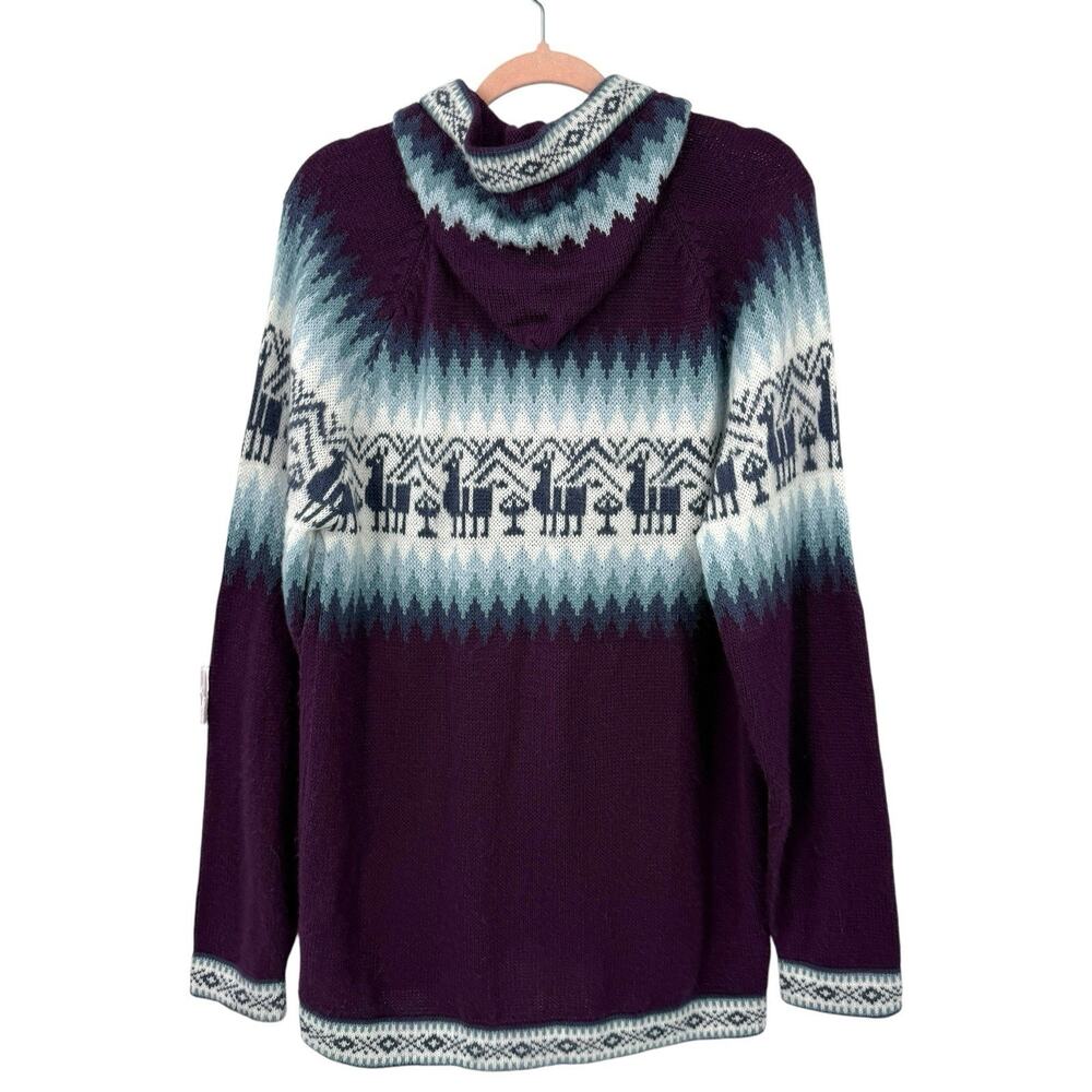 DebrAnn Weiss Alpaca Hooded Zip Cardigan Women L Fletch Purple Fashion Forum NWT - Picture 6 of 11
